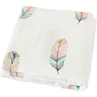 Lebze Muselina Manta Bebé- Plumas Bambú Algodón Mantas Verano Bebe Recien Nacido- 120x120 cm Mantas Envolventes